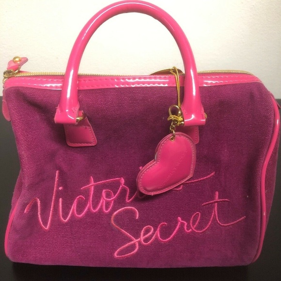 Victoria's Secret Handbags - Victoria Secret Love Purple Velvet Patent Leather